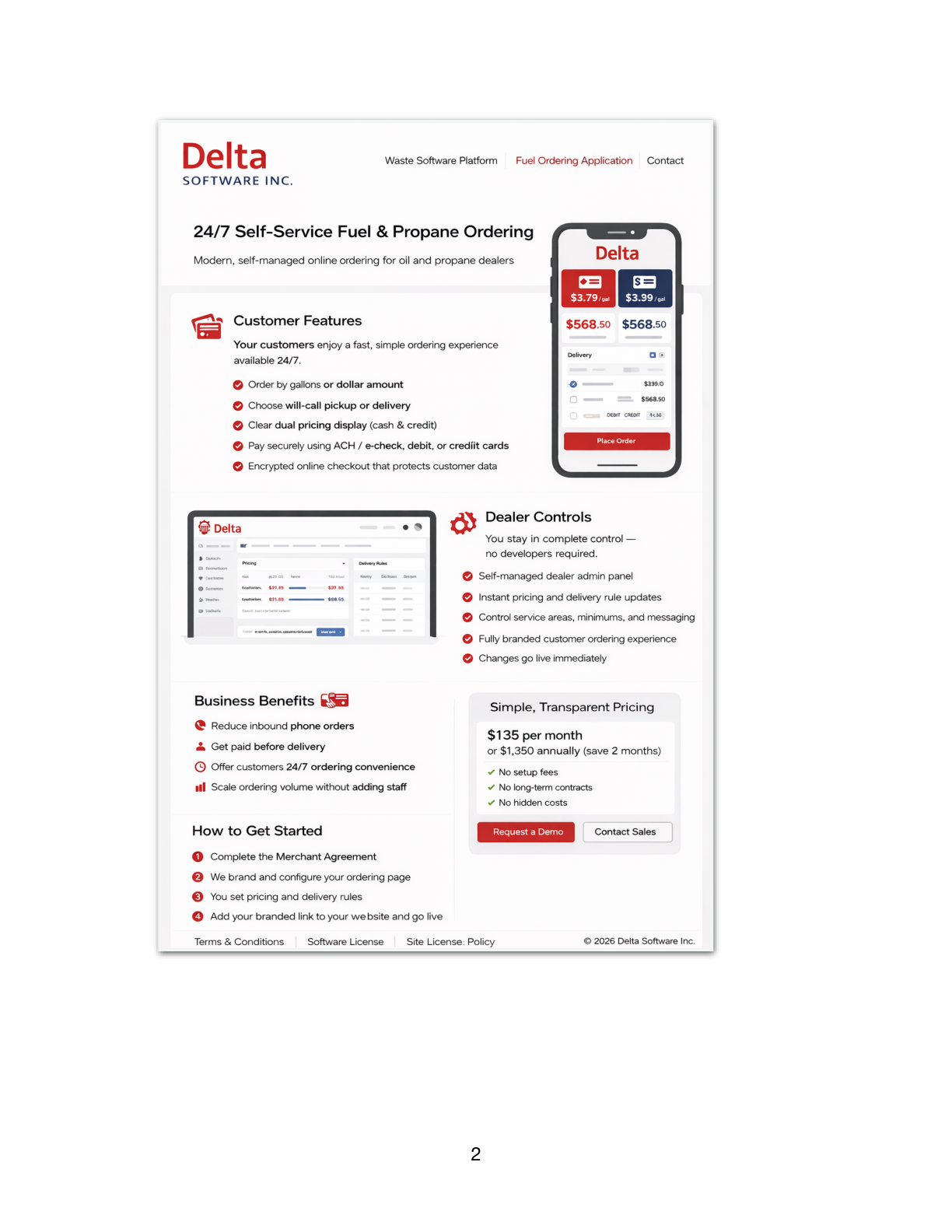 Fuel ordering application layout sample